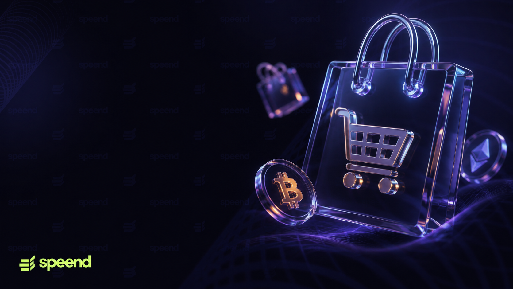 Crypto payments on a WooCommerce store: shopping bag with Bitcoin and Ethereum