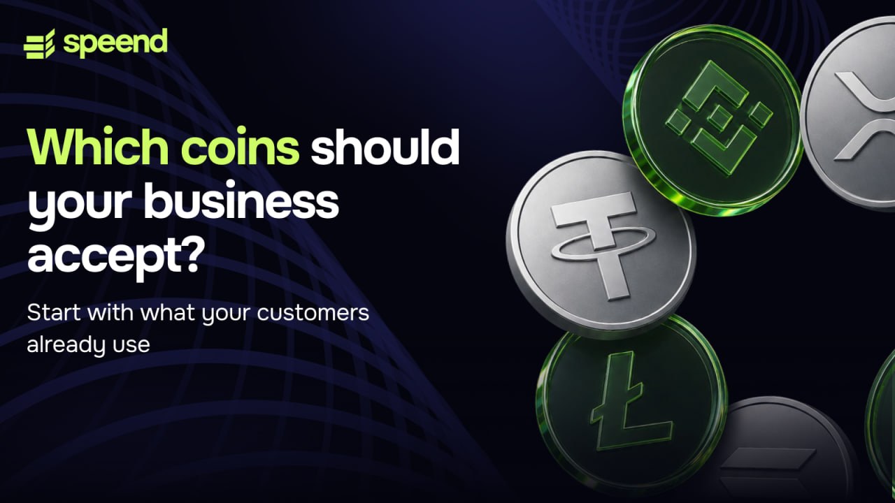 Какие монеты принимать бизнесу: USDT, BNB, XRP и Litecoin на тёмном фоне